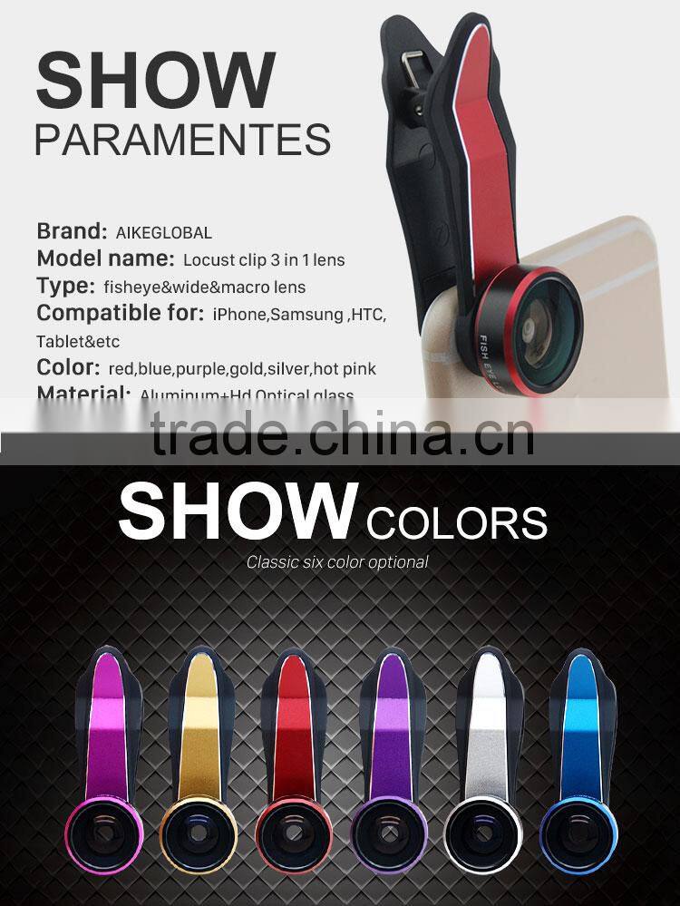 innovative phone accessories clip 198 degree fisheye lens 0.63x super wide angle lens+15x macro lens smartphone special lens