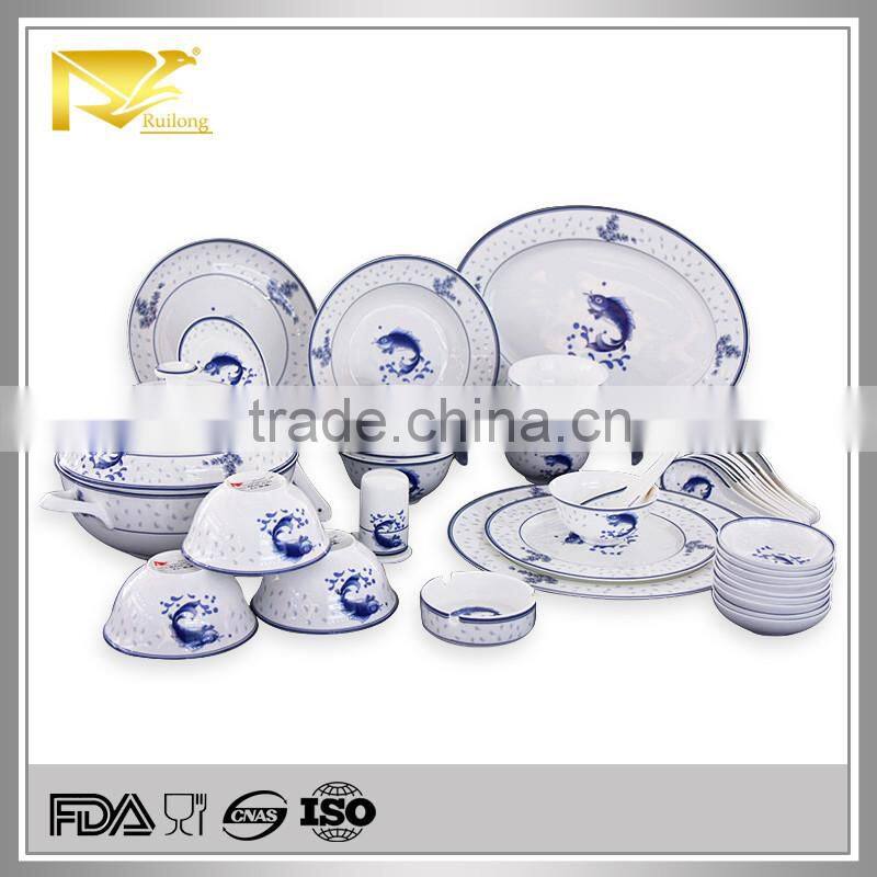 Factory direct fish pattern ceramic arcopal dinnerware, portuguese ceramic dinnerware