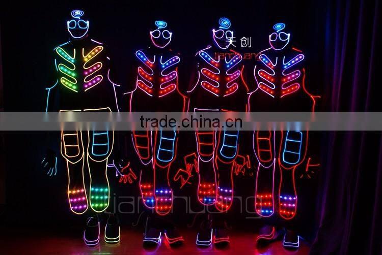 dmx tron dance costume, synchronous led tron costume
