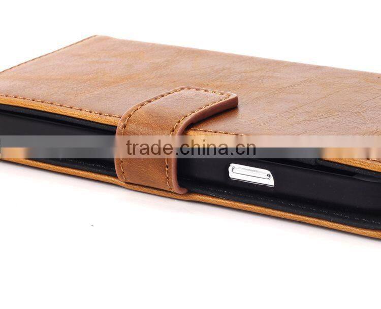 Factory Promotionable Crazy Horse Pattern Leather With Card Bag And Support Stand Cell Case For Samsung S5