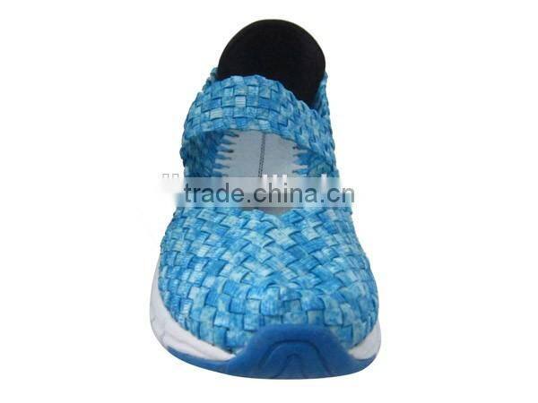 2016 fashion lady woven elastic sport shoe knit upper