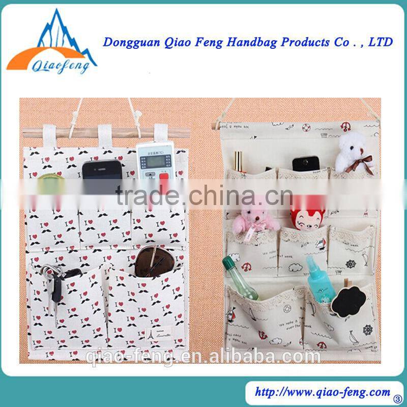 Printed Cotton Wall Hanging Bag Of Three Pockets Of Six Pockets