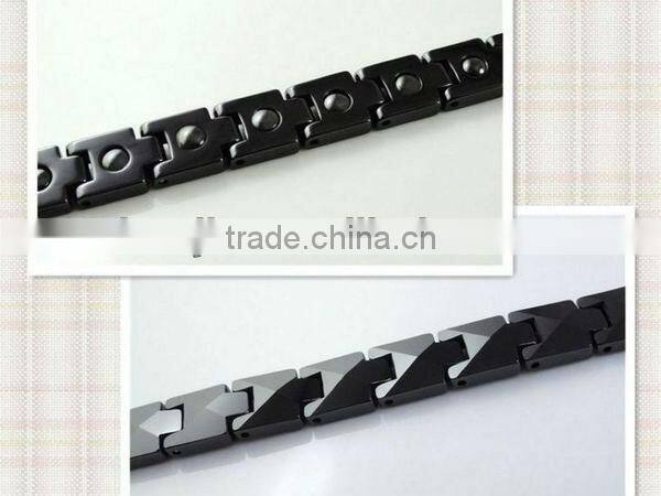 Diamond Cut Black Ceramic Link Bracelets Modern Design#13001