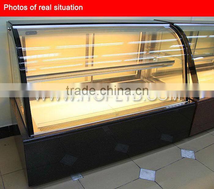 single curve bakery refrigerator showcase