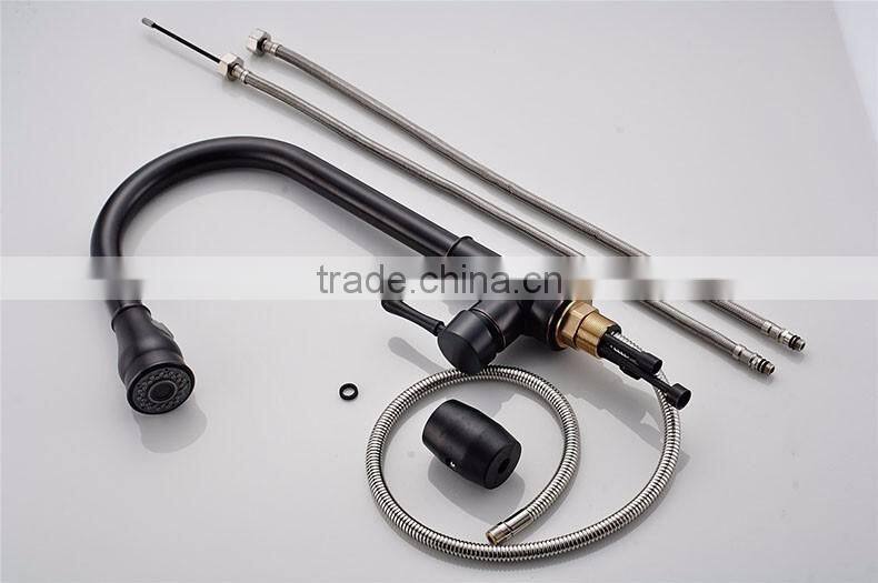 black antique chrome brass pull out kitchen faucet