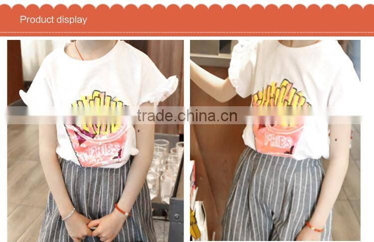 Popular Special Decor Breathable Cotton Children Short Sleeve for Girls