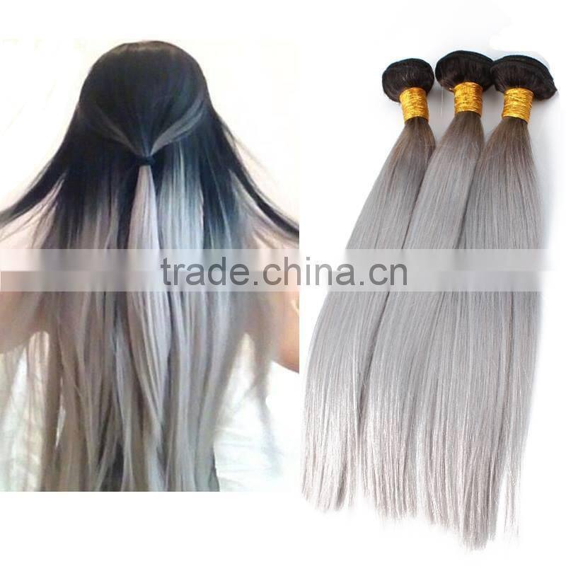 grey and black ombre hair extensions laser hair removal machine 100% Peruvian hair