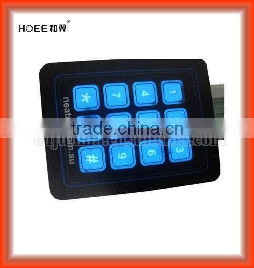 high quality 4x3 back light tactile membrane switch keypad membrane