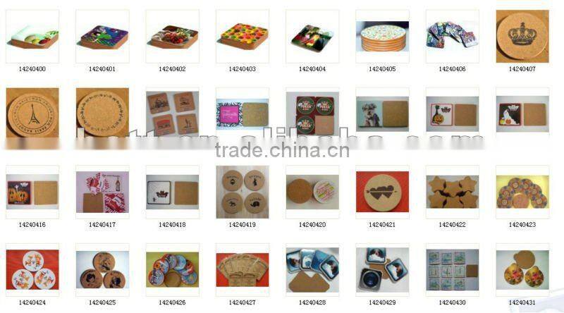 colorful promotion cork coaster custom mdf cork coaster wholesale
