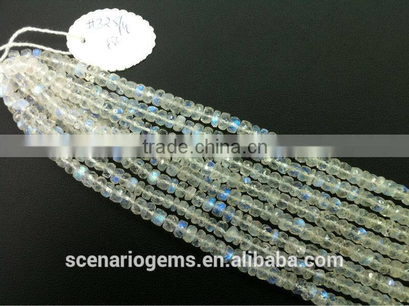 #325AE Natural Gemstone Roundel Faceted Loose Beads Rainbow Moonstone