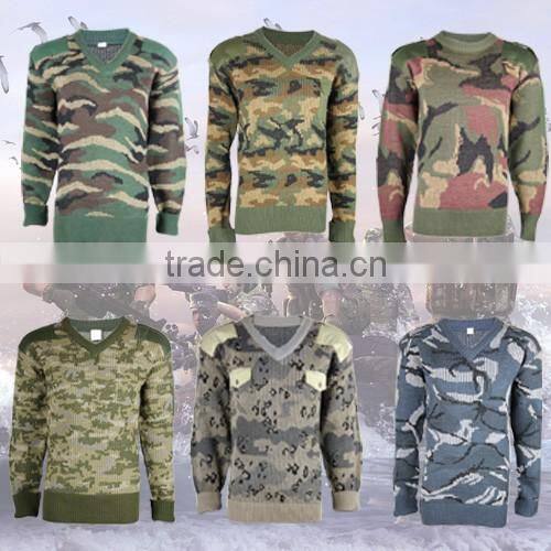 New woodland durable Men's Military Winter Sweater Of High Qualtiy