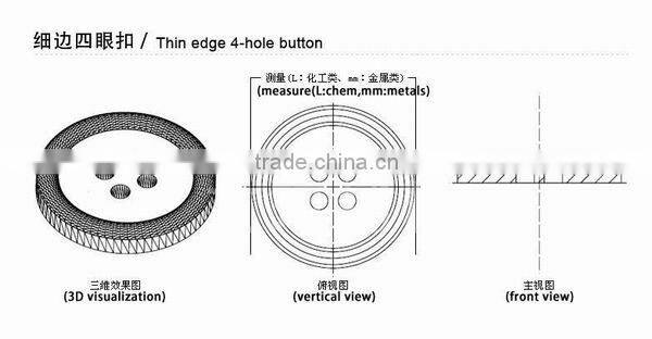24L thin edge transparent 4 hole resin button