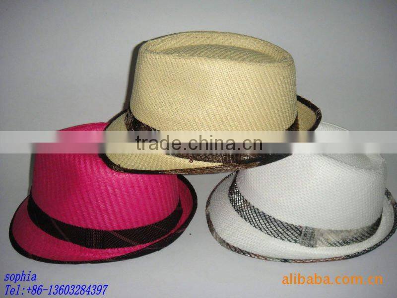 2012fashion straw camouflage band fedora hat.paper straw hat