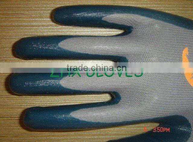 SUPER -Blue/yellow Nitrile Knit Wrist Closed Back Glove