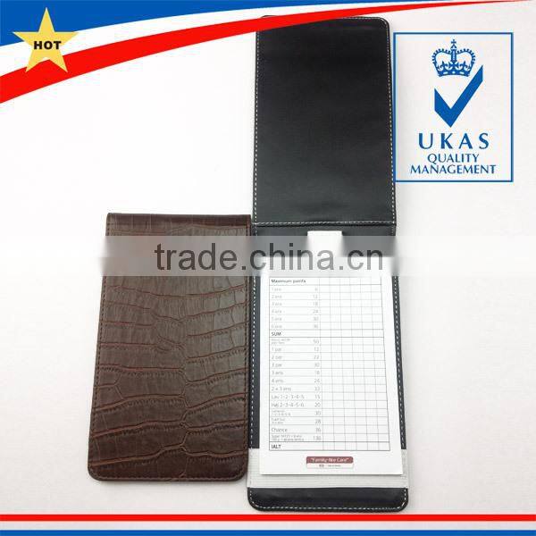 Customized Folding Leather Golf Score Card Holder With Pencil