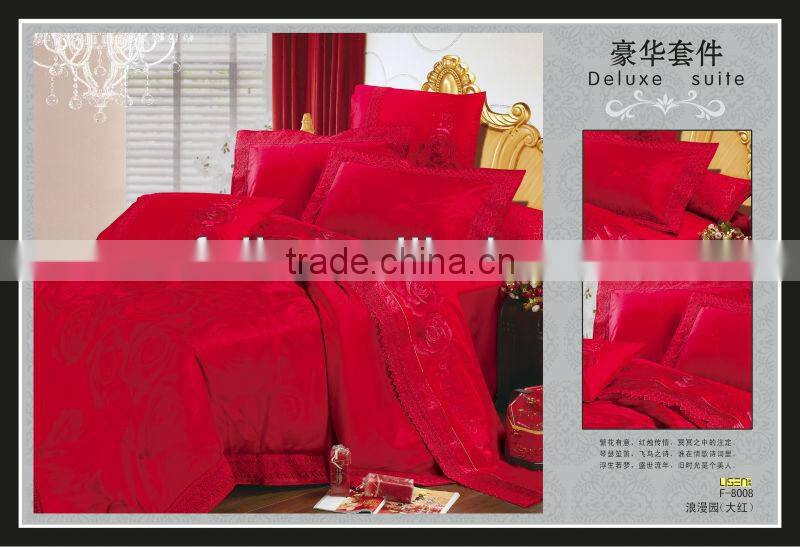 Viscose Cotton Jacquard Fabrics Bright Red