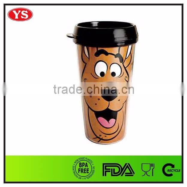 16oz take away DIY plastic mug with removeable insert paper