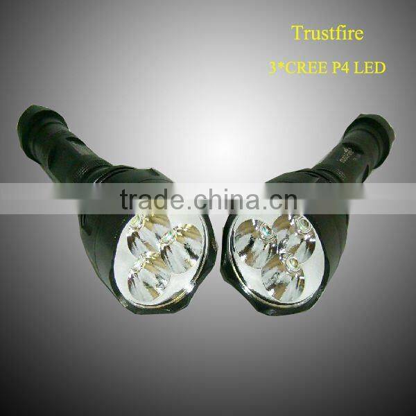TrustFire 500lmTR-500 three cree XP-E Q4 leds police security flashlight/cree led flashlight