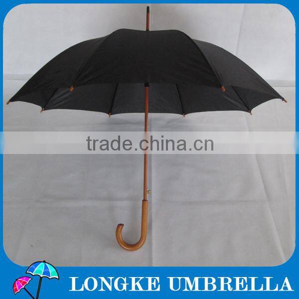 60cm black color auto open Wooden shaft straight umbrella