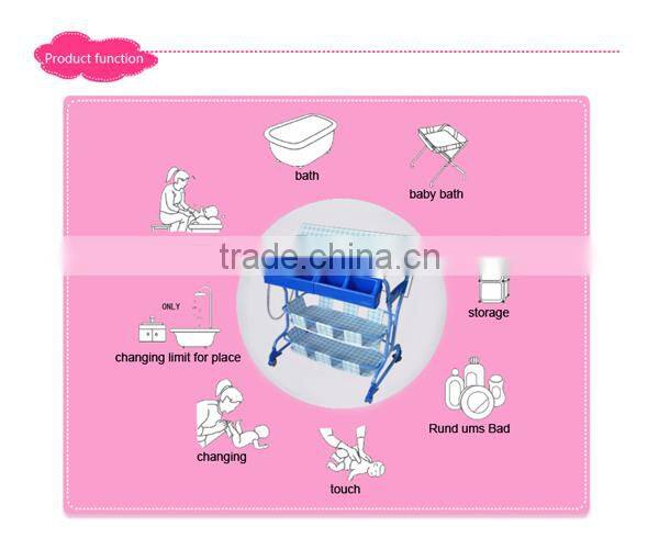 wholesale cheap plastic baby chaing table with two layer storage
