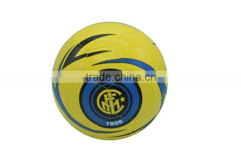 yellow color machine stitched pu matte size 5 football