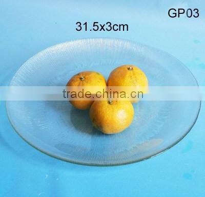 China manufacture stripe design glass plat for dinner