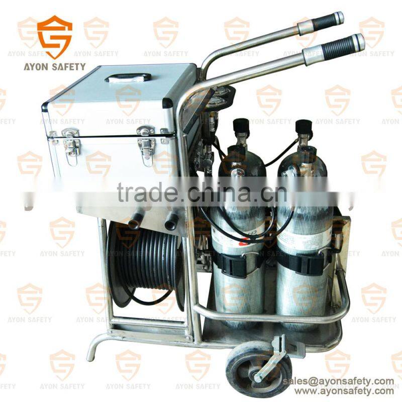 Carbon Fiber Long Tube Air Supply Trolley for 4 Cylinders - Ayonsafety