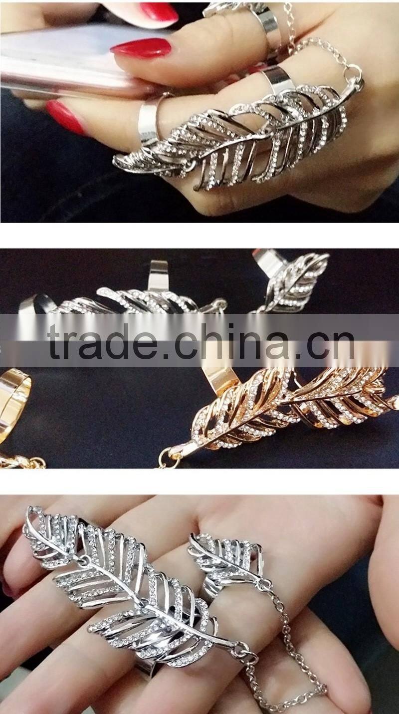 Alli express leaves feathers connection rings