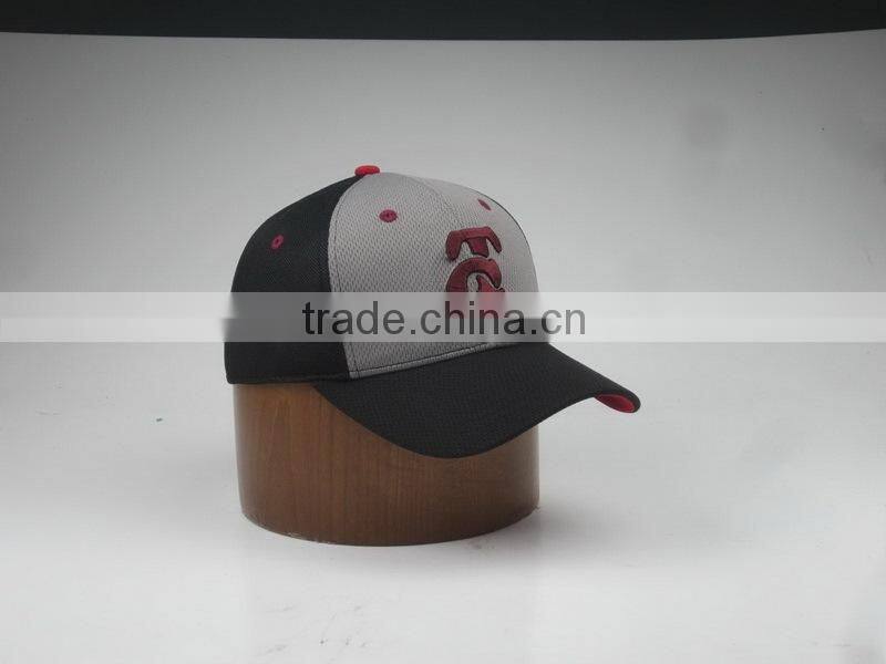 3D embroidery 6 panel flexfit cap, sports mesh flexfit cap