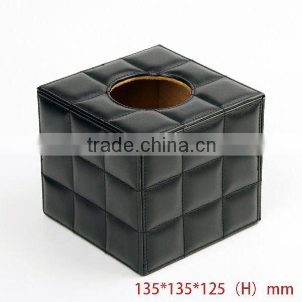delicate black leather tissue box wholesale antique household box for tissue
