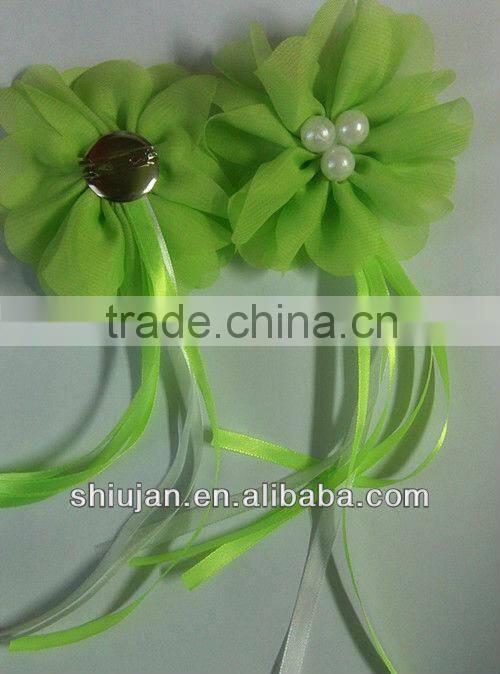 chiffon flower with beads and pearl/artificial flower corsage