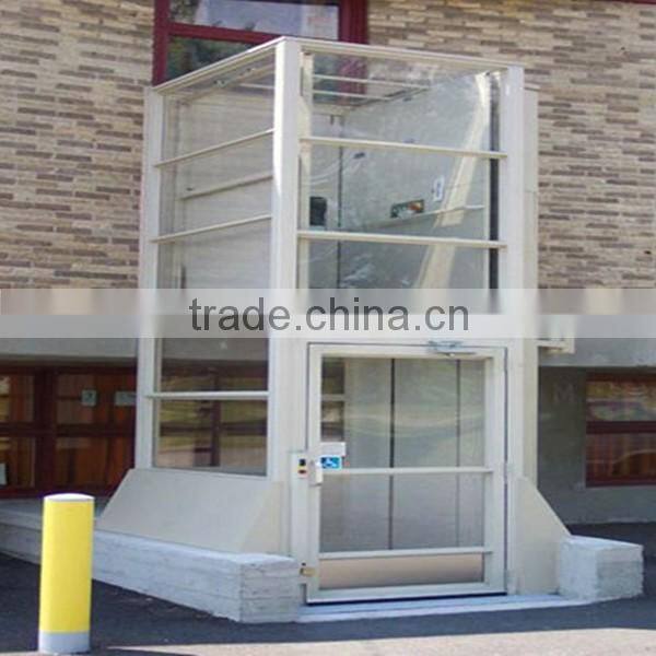disabled vertical platform wheelchair lifts with the glass enclosure doors
