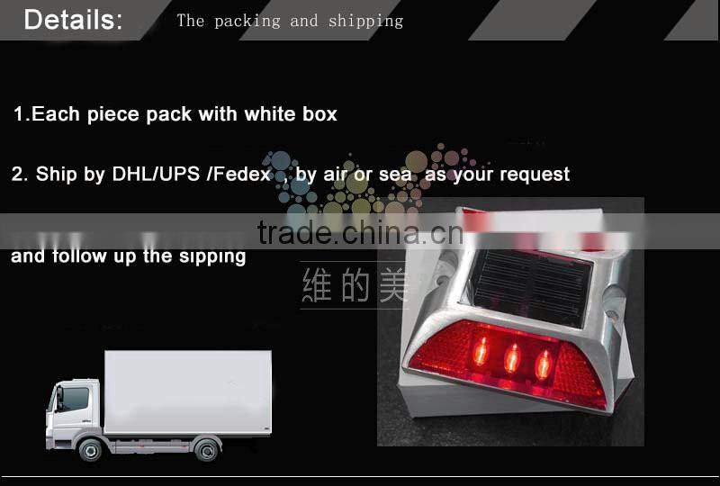 Yellow LED flashing light cat eye reflective aluminum solar road marker