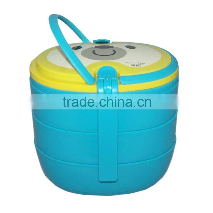 Three layer lunch box with fork and spoon