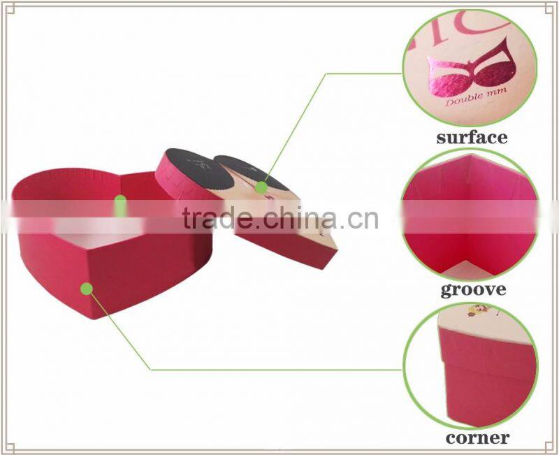 China factory hot sale cardboard paper heart shape fashion high class girls sexy bra panty lingerie packaging box with own logo