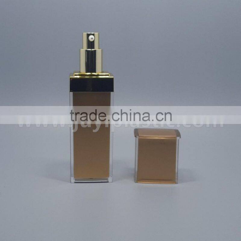 15ml 30ml 50ml square cosmetic lotion pump acrylic bottle, plastic cosmetic lotion pump acrylic bottle with high quality