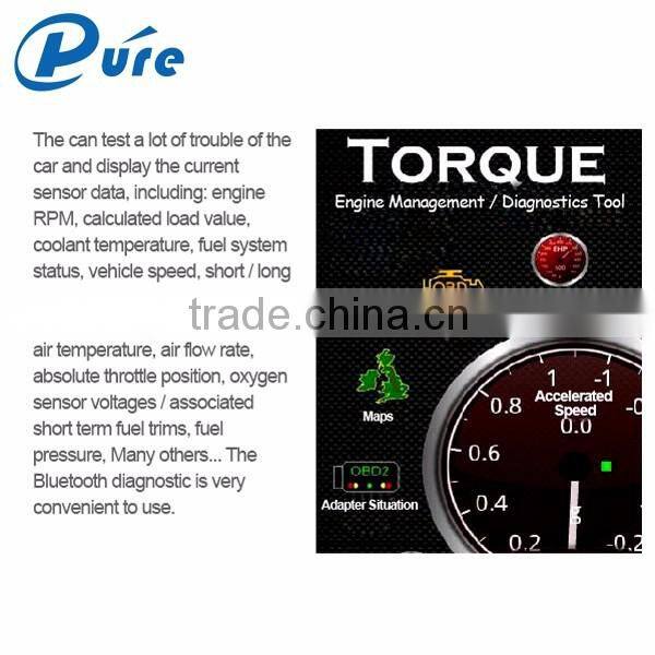 High quality mini ELM327 bluetooth OBDII car diagnostic interface scanner works with all OBD2 compliant vehicles