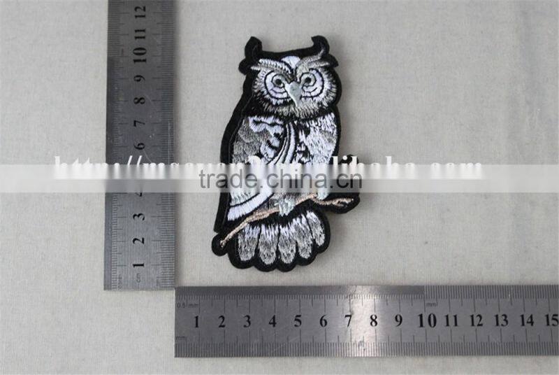 2016 hot selling patches embroidery iron on embroidery owl pattern patch trim