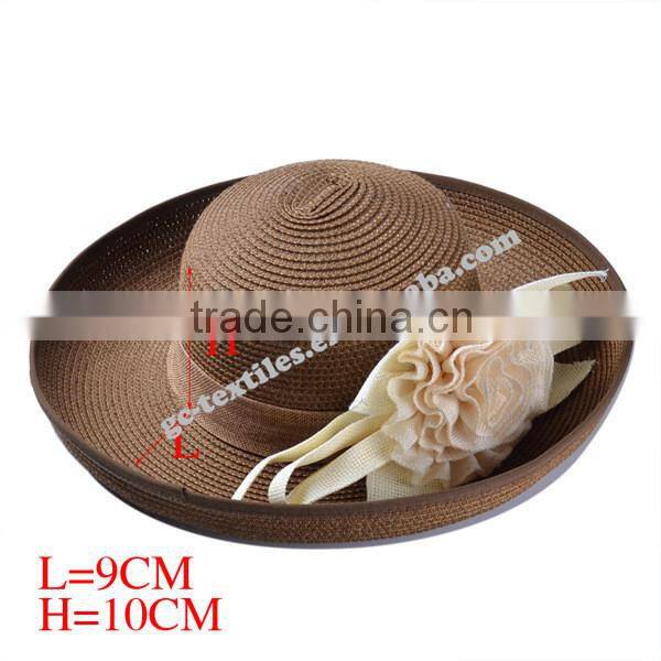 hot new products for 2014 Spring and summer Curling flower shade lady hate para straw hat and cap custom logo