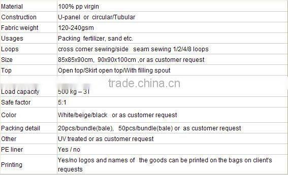 heava duty PP container bag,fibc bag Language Option French