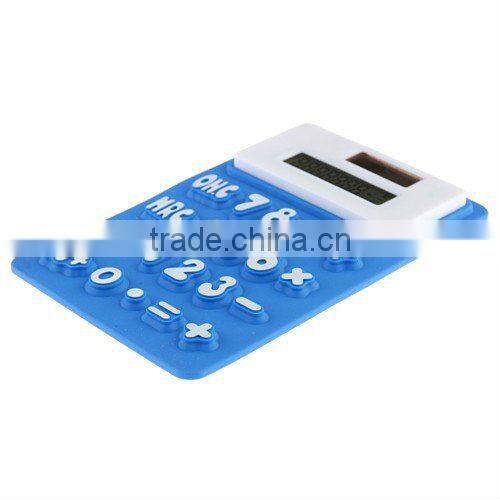 office&business promotional gifts silica gel 8 Digits waterproof Solar flexible Silicone soft rubber calculator
