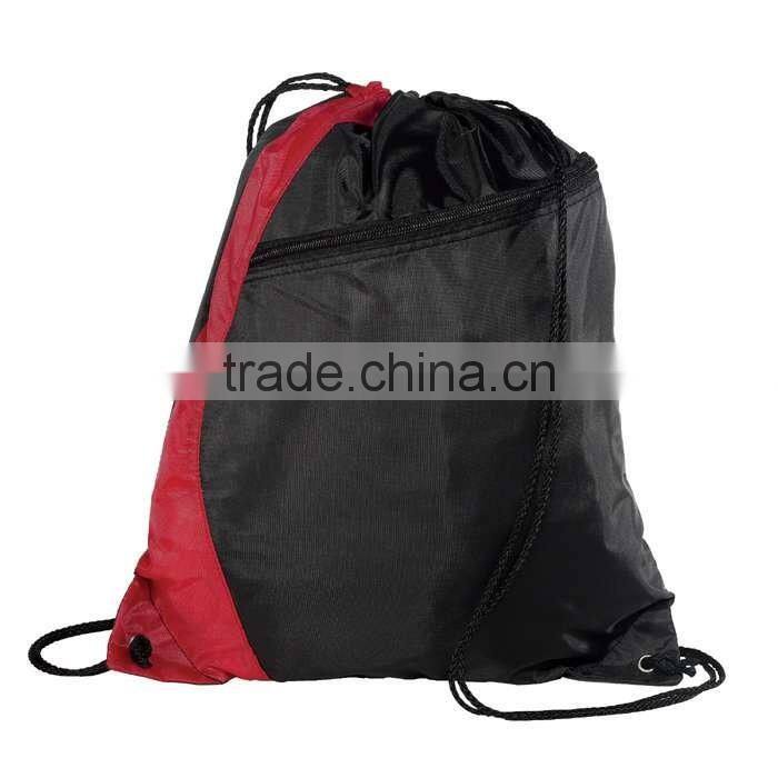 210D Polyester Colorblock Drawstring Backpack