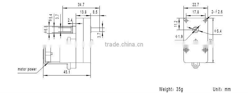 plastic gear motor with rubber wheel 3v