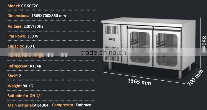 Commercial Kitchen Beer Bottle Refrigerator/Clear Glass Door Refrigerator/Glass Door Counter Top Refrigerator