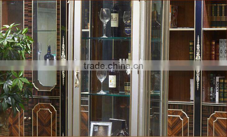 European Style Living Room Furniture Wine Cabinet, Elegant Wood Carved Showcase, Glass Door Storage Cabinet (BF01-ML040)