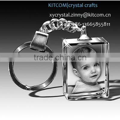 modern 3d laser crystal photo keychain