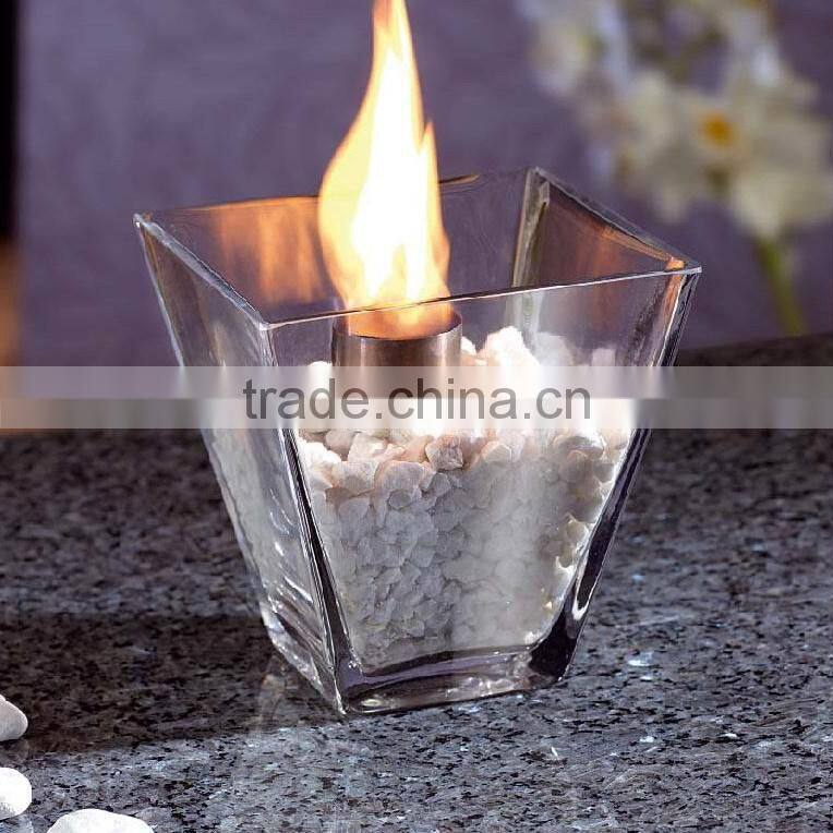 free standing colored round borosilicate glass fireplace