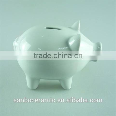 Stocklot Cheap Ceramic Pig Shape White Money Safe Box Coin Bank Saving Pot