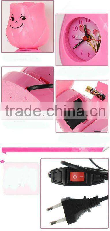 Fashion rose elf smiley clock lamp