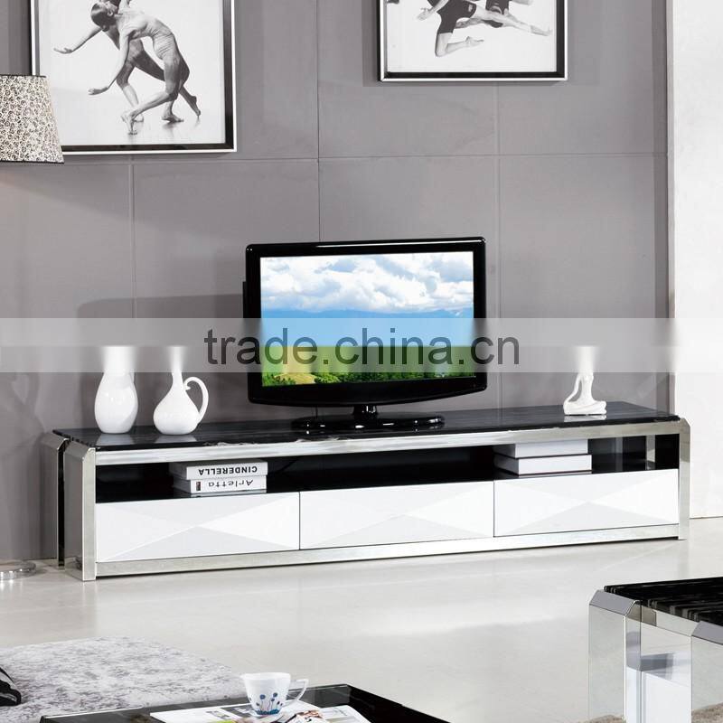 European luxury stoving varnish stainless steel TV stand/cabinet for living furnitureE018